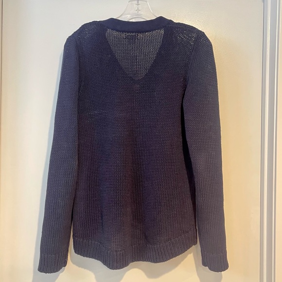 NWT. J. Crew Factory Lace-up Cotton Linen Sweater. Navy Blue. Size Small. - Picture 8 of 11